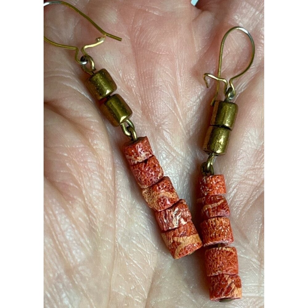 Boho Bead Necklace Long Red Pearlescent Earrings Bundle Fall Accessories Jewelry - Picture 4 of 11